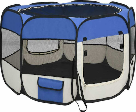 vidaXL Foldable Park Dog Folding Blue 90x90x58cm made of Fabric in Blue Color 90 x 90 x 58cm