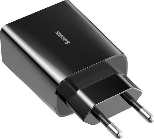 Baseus с USB-C порт и кабел USB-C - Lightning 18W Power Delivery Черен (TZCCFS-F01)