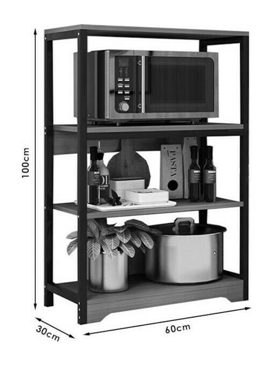 Bookcase Daan Walnut 60x30x100cm