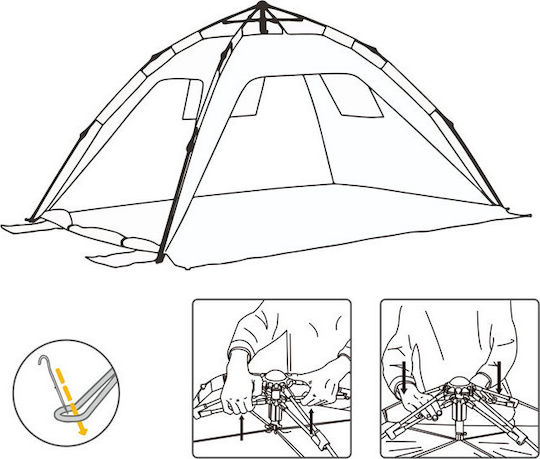 Outsunny Αυτόματη Καλοκαιρινή Σκηνή Camping Igloo Μπλε για 2 Άτομα 220x173x120εκ.