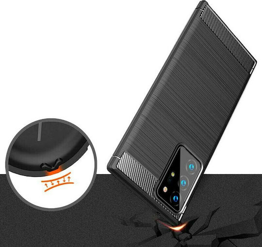Ancus Carbon Series Umschlag Rückseite Silikon Schwarz (Galaxy Note 20)