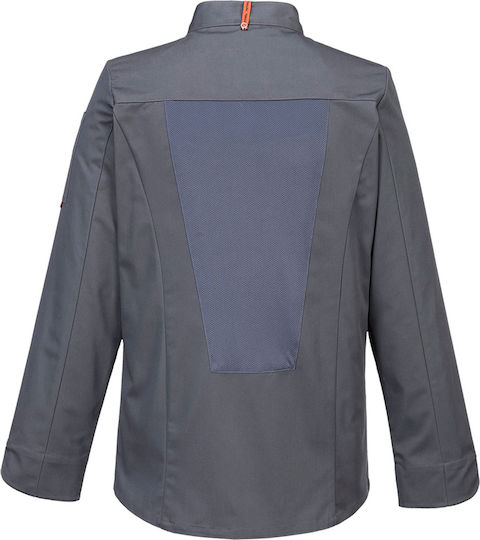 Portwest MeshAir Pro Chef Long Sleeve Polycotton Jacket Gray