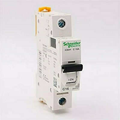 Schneider Electric Acti 9 iC60H 1-Pole Automatic Circuit Breaker 16A C A9F84116