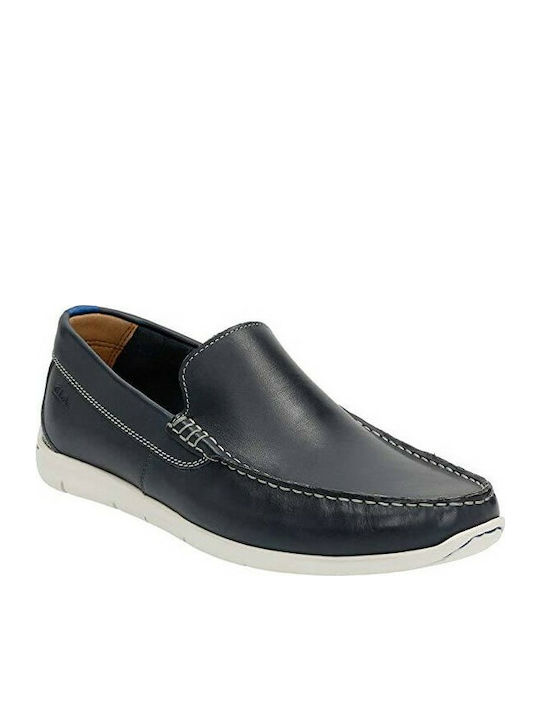 Clarks Karlock Lane Leder Herren Mokassins in Blau Farbe