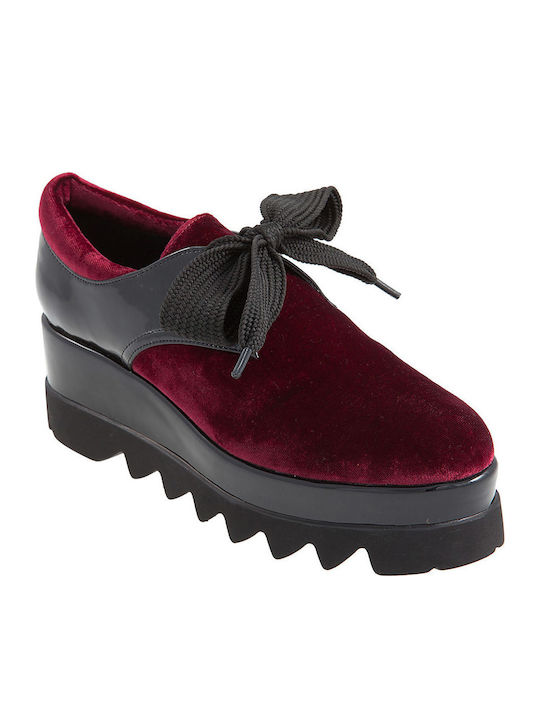 Keep Fred Smooth Bordeaux Oxfords Flatform pentru femei din Lac BBD-502-BORDO