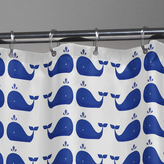Sealskin Whale Shower Curtain Fabric 180x200cm Blue 210971324