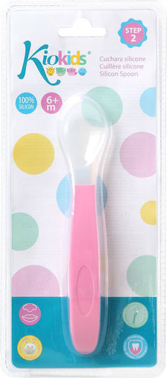 Kiokids Βρεφικό Κουτάλι Step 2 από Σιλικόνη Pink για 6+ μηνών