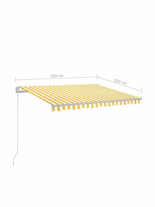vidaXL Τέντα Βεράντας με Led Κίτρινο / Λευκό 3.5x2.5m