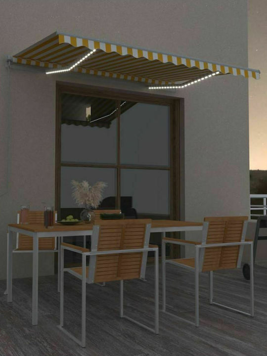 vidaXL Τέντα Βεράντας με Led Κίτρινο / Λευκό 3.5x2.5m