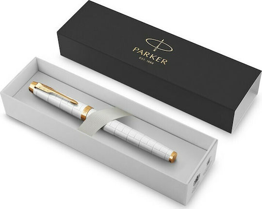 Parker I.M. Premium Писалка Medium Бяла от Inox с Червено Мастило