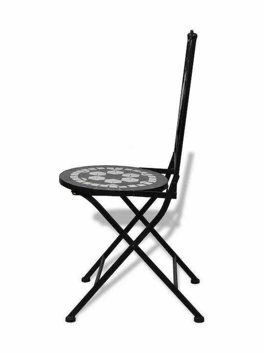 Outdoor Chair Metallic Bistro Black / White 2pcs 37x44x89cm