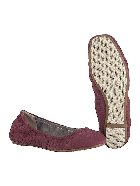 Damen Ballerinas Mit Wildleder Schlange Wildleder Burgundisch