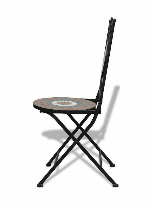 Outdoor-Stuhl Metallisch Bistro Terracotta / White 2Stück 37x44x89εκ.