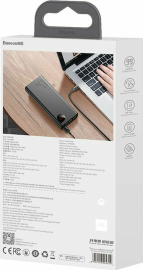 Baseus Adaman Metal Digital Display Power Bank 20000mAh 65W με 2 Θύρες USB-A και Θύρα USB-C Quick Charge 3.0 Μαύρο
