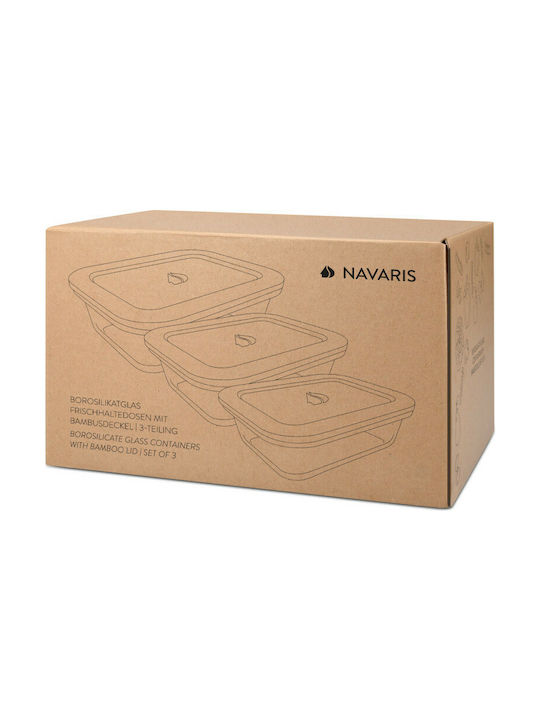 Navaris Lunchbox Glas Beige 3Stück