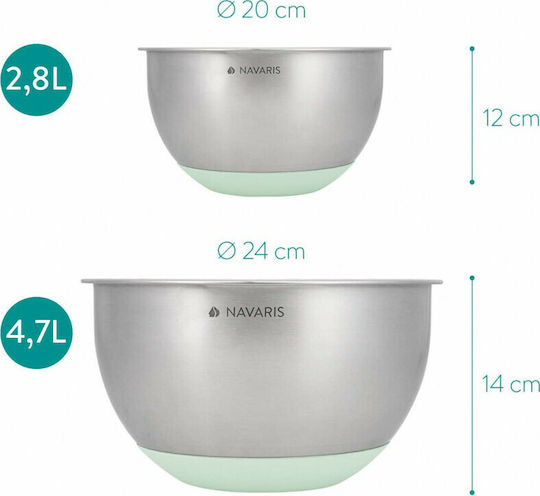 Navaris Σετ Δοχεία Φαγητού Inox Ασημί 2τμχ