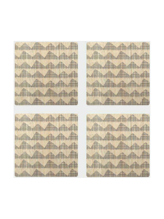Synchronia Untersetzer Holz Geometrisch Natur Untersetzer Hölzernes Beige 4Stück