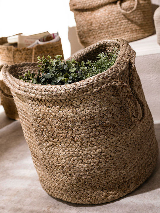 Gofis Home Combo Decorative Basket Wicker with Handles Beige 33x33x35cm