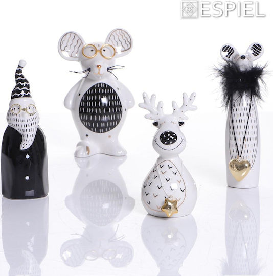 Espiel Christmas Ceramic Figure Little mouse White Length 4.5cm Mouse