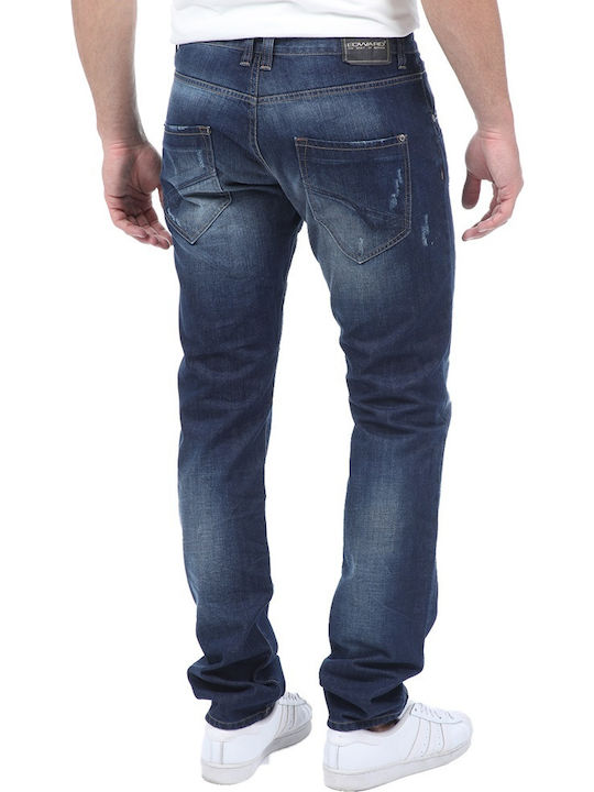 Edward Jeans Xander-W19DS Ανδρικό Παντελόνι Τζιν σε Ίσια Γραμμή Navy Μπλε