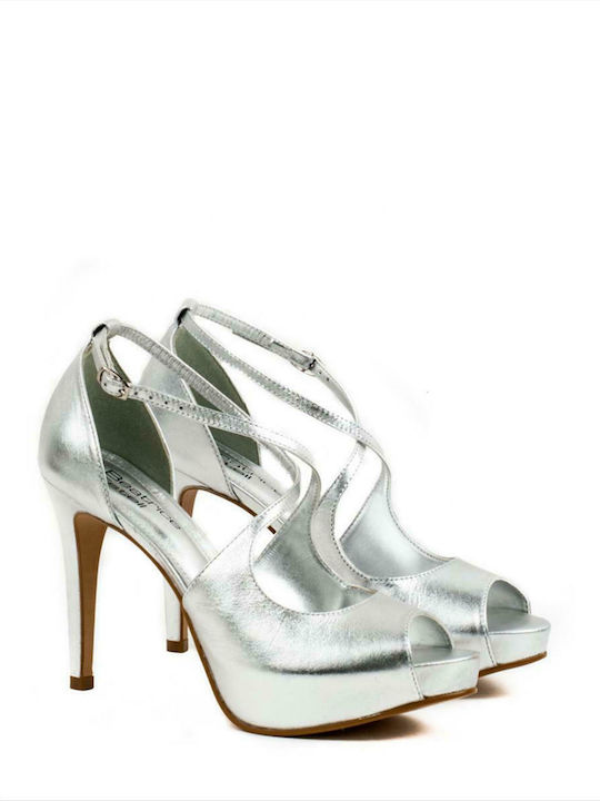 Women's Leather Sandals Beatrice Estell 868.86096 Matte Prata Silver Ashimi