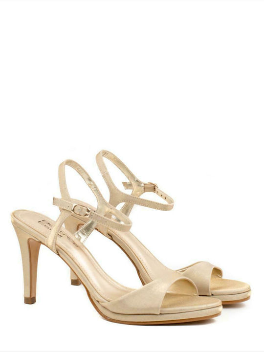 Women's Satin Sandals Beatrice Estell 104.10708 Lame Champagne CHAMPAGNE