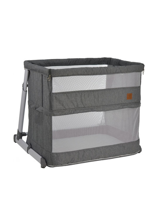 Bebe Stars Cradle-Park Side To Side Plus with Mattress, Side Opening, and Wheels Grey