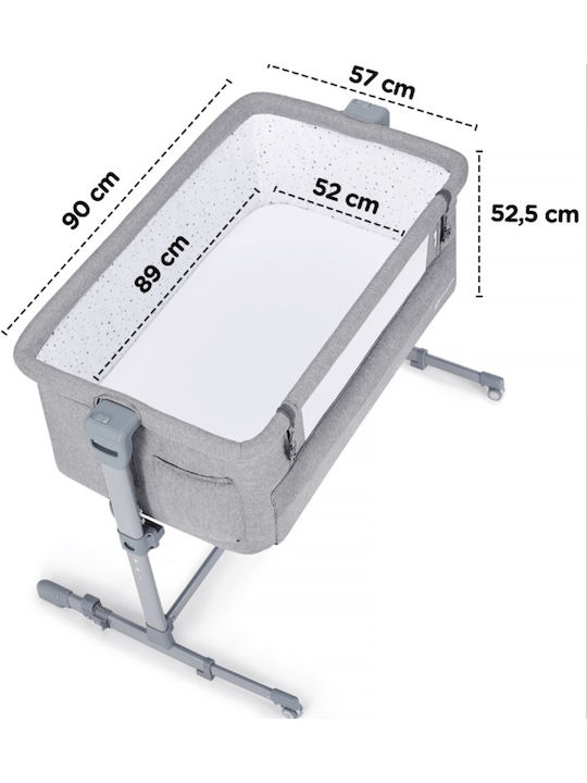 Kinderkraft Cradle-Park Neste Up with Mattress, Side Opening, and Wheels Grey Melange