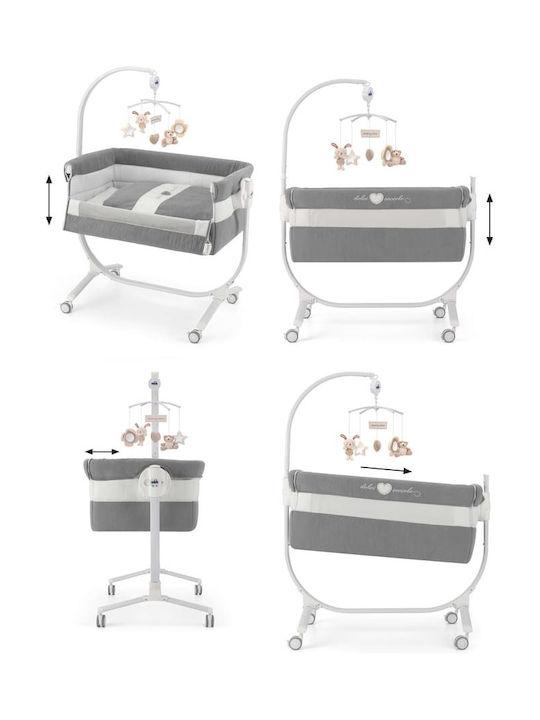 Cam Cradle with Mattress, Side Opening, and Wheels Gray