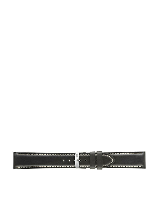 Morellato Rodius Δερμάτινο Λουράκι Μαύρο 22mm