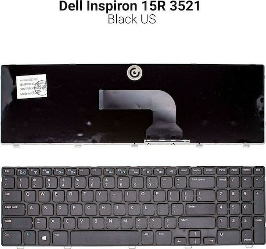 Πληκτρολόγιο Laptop για inspiron 15R 3521 χωρίς Πλαίσιο και Διάταξη Ελληνικά (GR) σε Μαύρο χρώμα