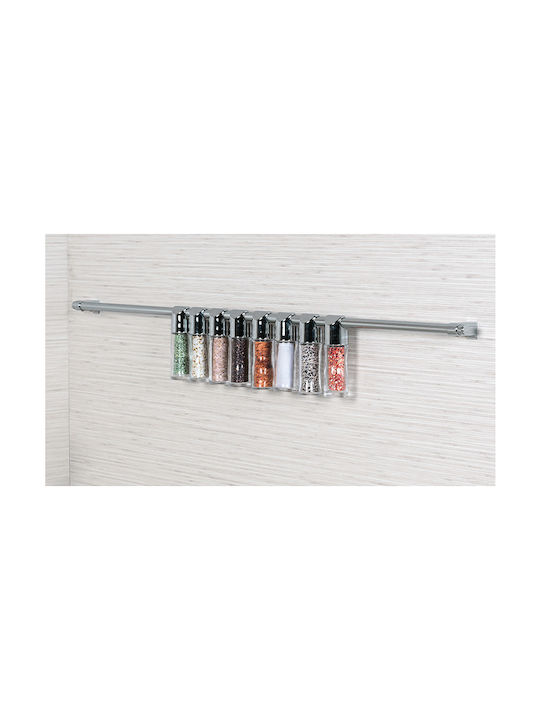 Starax Glass Wall Mounted Spice Rack with Stand Silver 8pcs