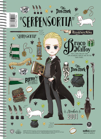 Salko Paper Spiral Notebook Ruled B5 60 Sheets 2 Subjects 1pcs (Μiscellaneous Designs/Colors)