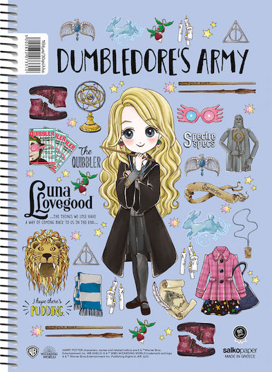 Salko Paper Spiral Notebook Ruled B5 60 Sheets 2 Subjects 1pcs (Μiscellaneous Designs/Colors)