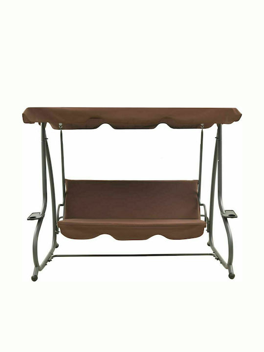 Swing with Base 3 Seats Metallic W232xD125xH170cm Coffee Swing with Base 3 Seats Metallic W232xD125xH170cm Coffee