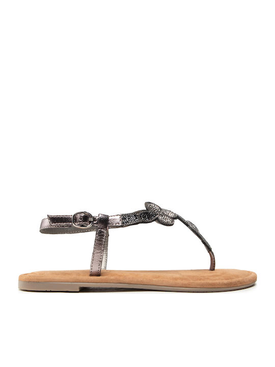 S.Oliver Leder Damen Flache Sandalen mit Riemen in Silber Farbe