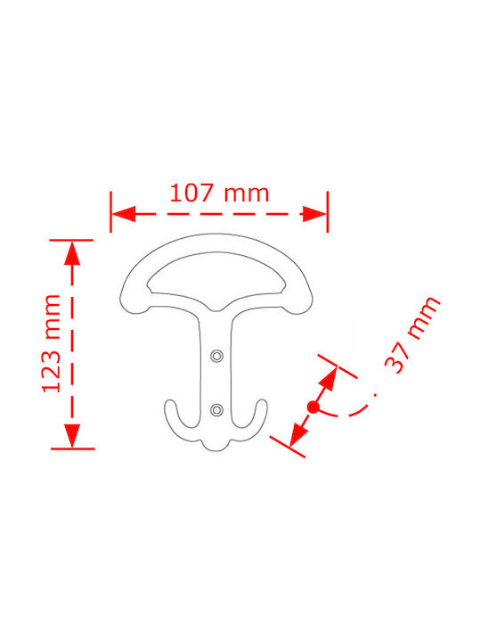 Viobrass Agățătoare de Perete 110 Metalică 2 Sloturi Nichel mat 10.7x3.7x12.3cm 1buc