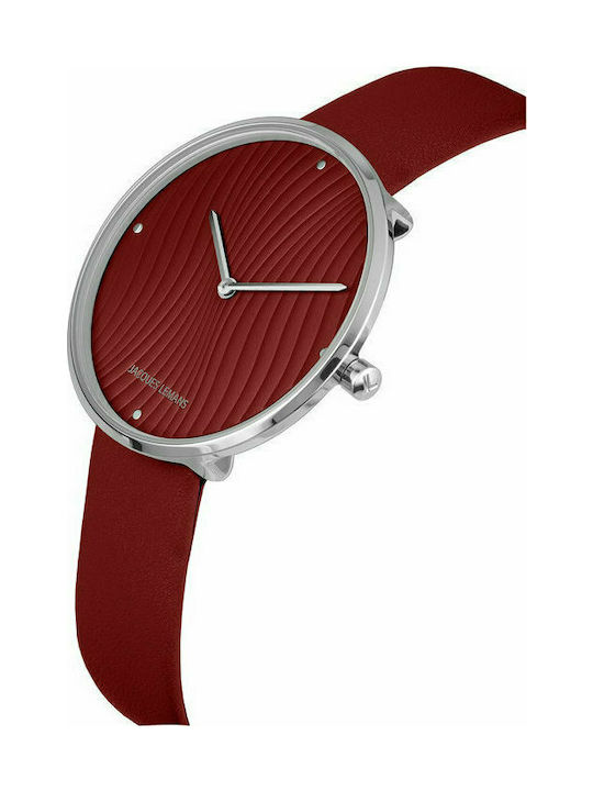 Jacques Lemans Watch with Burgundy Leather Strap