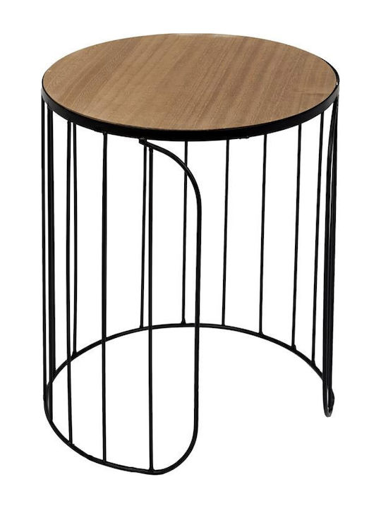 Round Zigon Nesting Set Made of Solid Wood Natural - Black S/2 2 Pieces M40xW40xH40cm
