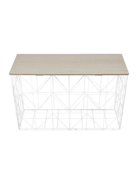 Rectangular Coffee Table Wooden Natural - White L80xW40xH46cm.