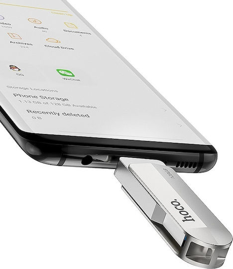 Hoco UD10 128GB USB 3.0 Stick with connection USB-A & USB-C Silver