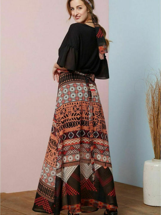 ANNA RAXEVSKY Women's maxi printed envelope skirt F21102