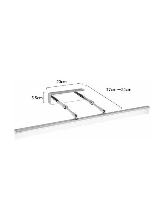 Led7 Κλασικό Φωτιστικό Τοίχου με Ενσωματωμένο LED και Φυσικό Λευκό Φως Ασημί 80εκ.