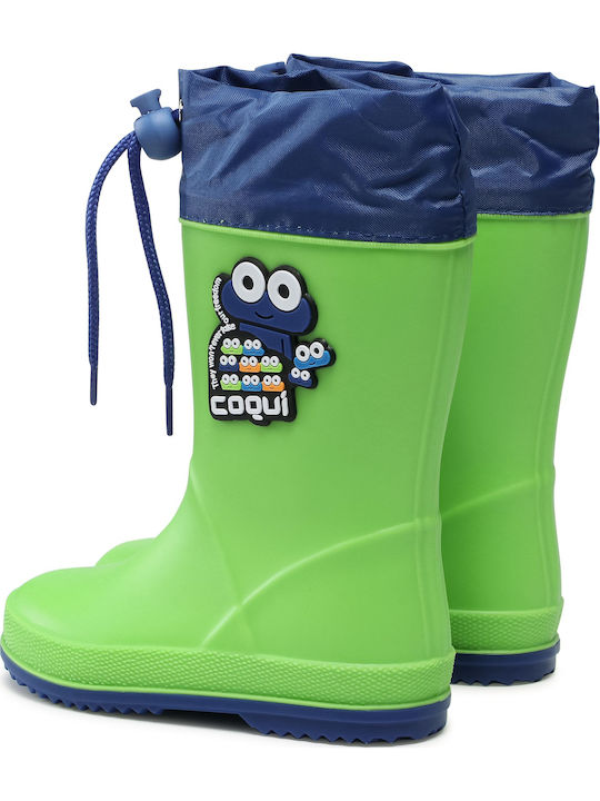 Kids Wellies Rainy Collar Boots Green