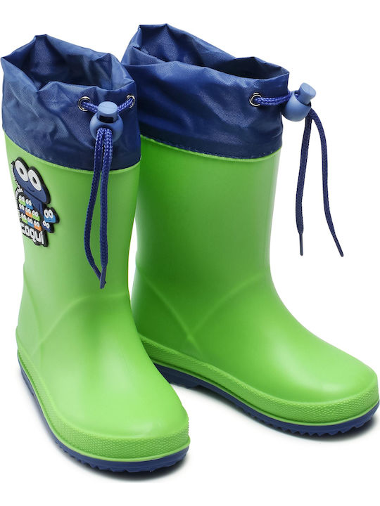 Kids Wellies Rainy Collar Boots Green