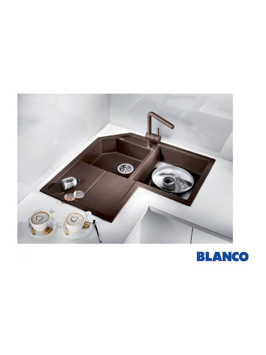 Blanco Metra 9 E 515576 Drop-In Chiuvetă Chiuvetă de bucătărie unghiulară Stânga din Granit Sintetic L83xW83cm Antracit