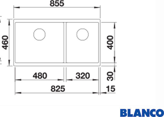 Blanco Subline 480/320-U PuraDur Undermount Μ85.5xΠ46cm Tartufo