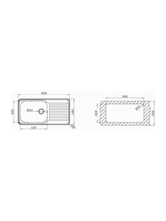 Pyramis Space Plus 1B 1D 108722601 Drop-In Spüle Inox Matt B96xT48cm Silber