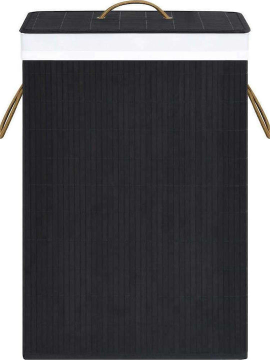 vidaXL Wäschekorb Bamboo Klappbar 83lt mit Deckel 40x30x60cm Schwarz