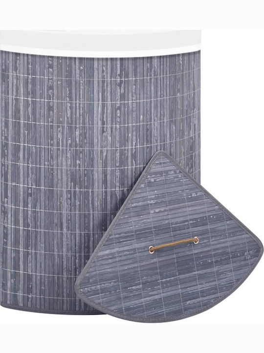 vidaXL Coș De Rufe Din Bambus Pliabil 60lt Cu Capac 52.3x37x65cm Gri